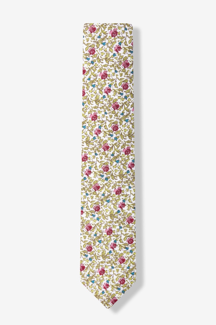 Light Green Cotton Henderson Floral Skinny Tie