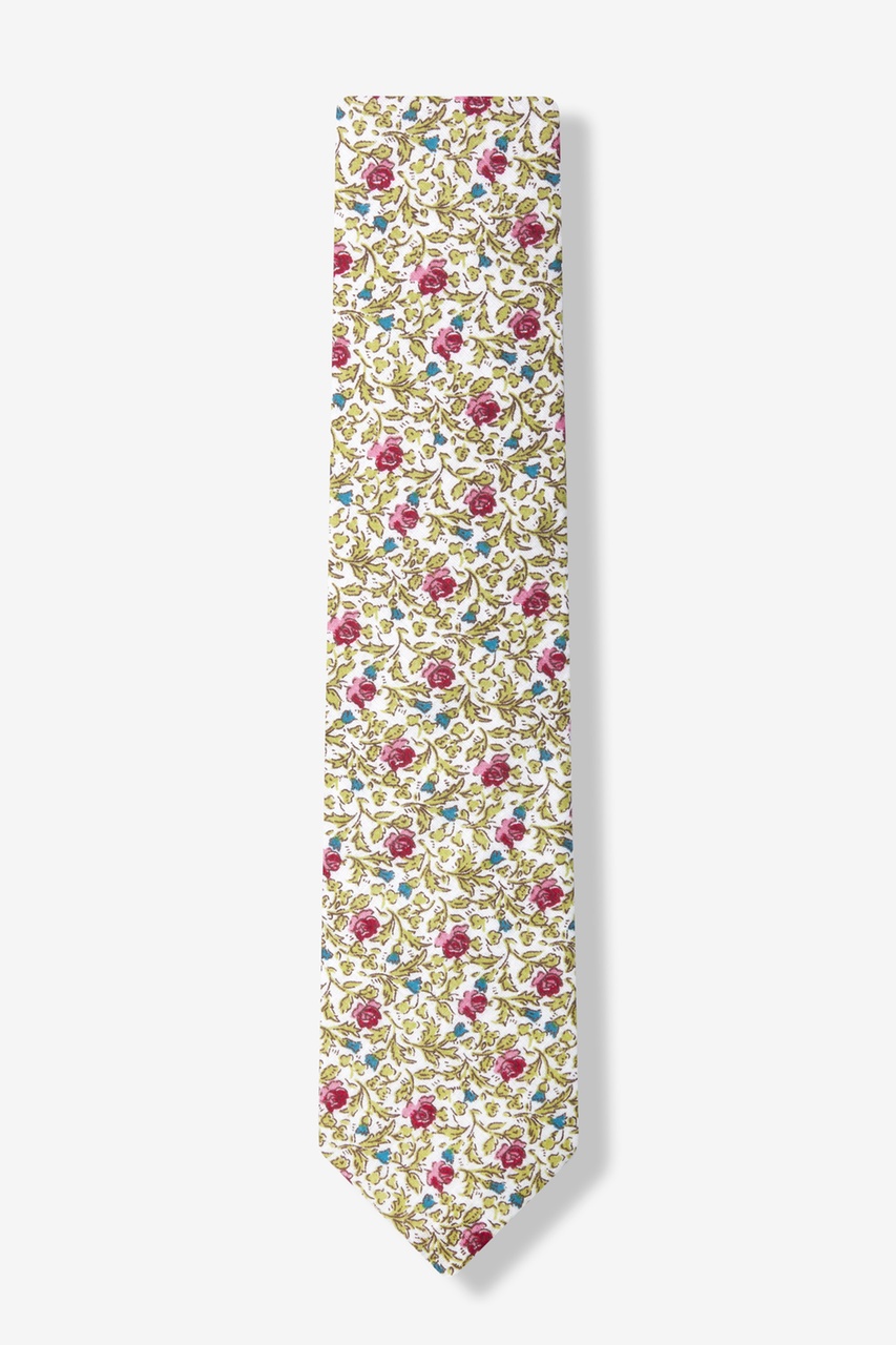 Light Green Cotton Henderson Floral Skinny Tie