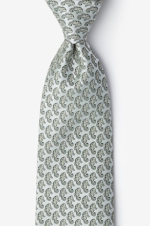 _Seahorses Light Green Extra Long Tie_