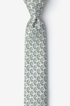 Seahorses Light Green Skinny Tie