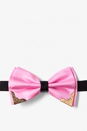 Metal-Tipped Light Pink Pre-Tied Bow Tie