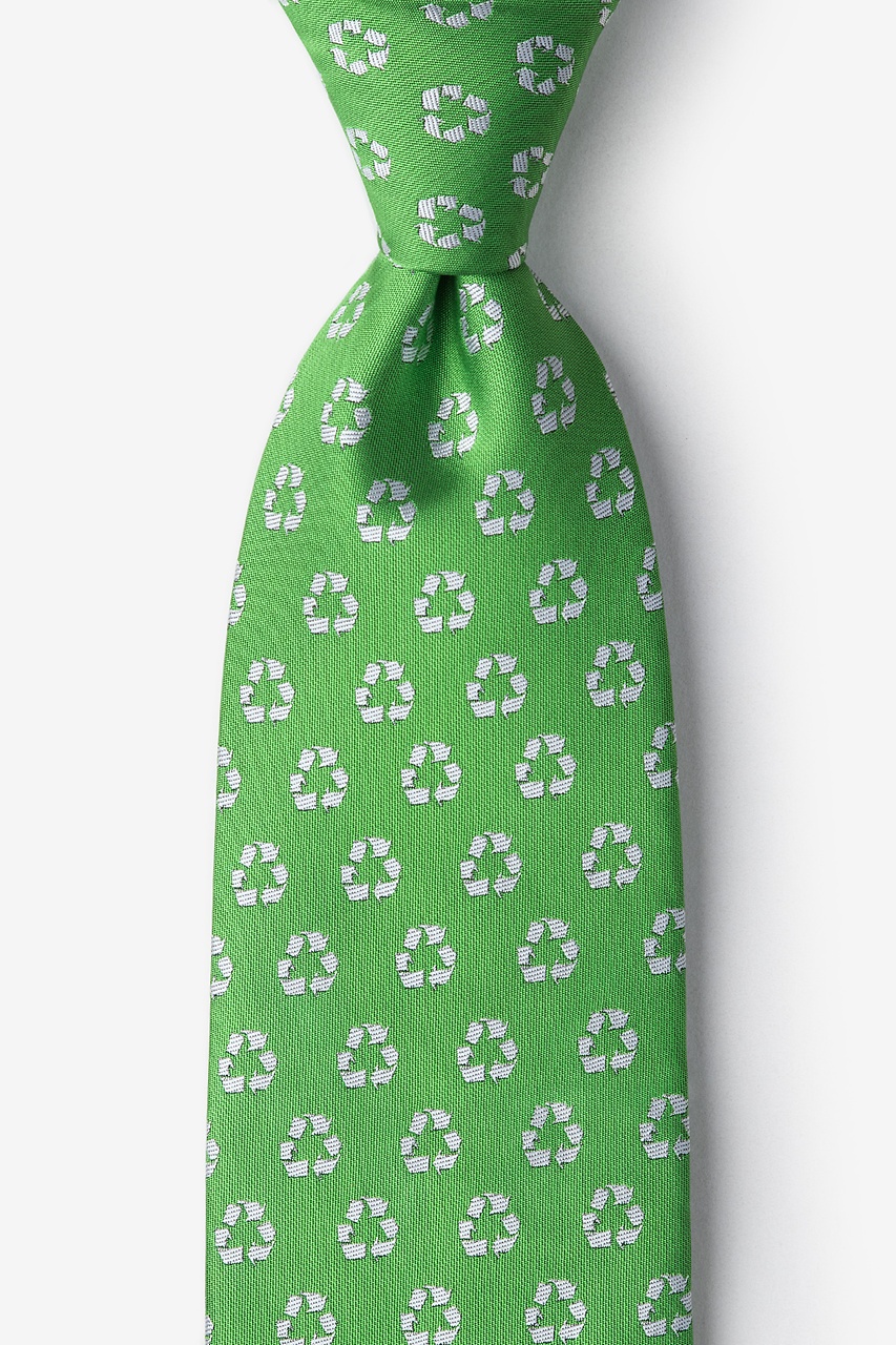 Recycling Symbol Lime Green Tie Photo (0)
