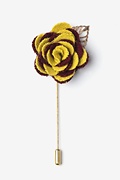 Two-toned Flower Gold Leaf Marigold Lapel Pin Photo (0)