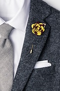 Two-toned Flower Gold Leaf Marigold Lapel Pin Photo (1)
