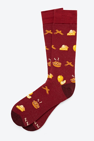 Maroon Carded Cotton Apple of my Pie Sock | Ties.com