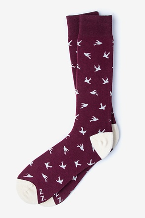 _Flying Bird Maroon Sock_