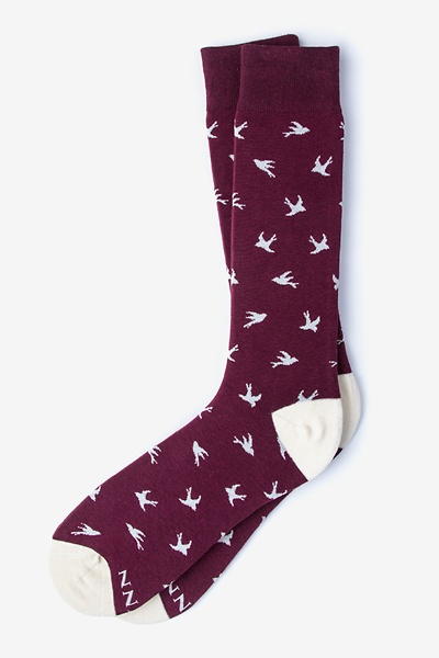 Flying Bird Maroon Men's Sock | Animal Sock | Ties.com