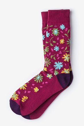 Fresh Floral Maroon Sock