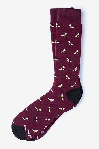 Bee Socks | Maroon Honeybee Sock | Ties.com