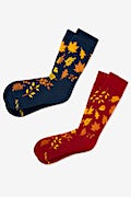 Leaf Me Along Maroon His & Hers Socks Photo (0)