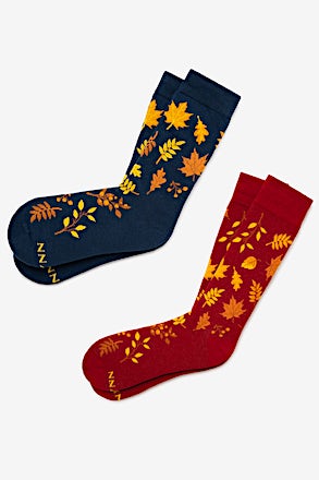 _Leaf Me Along Maroon His & Hers Socks_