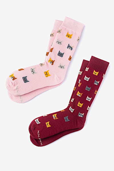 Maroon Carded Cotton Not Kitten His & Hers Socks | Ties.com