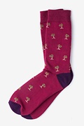 Palm Trees Maroon Medium-Large Sock Photo (0)