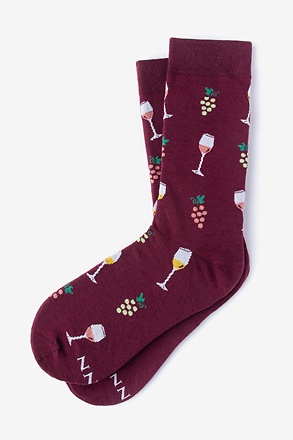 Wine Snob Maroon Small-Medium Sock