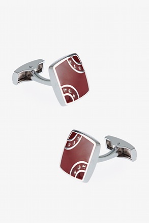 Decorated Square Maroon Cufflinks