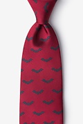 Bats Maroon Extra Long Tie Photo (0)