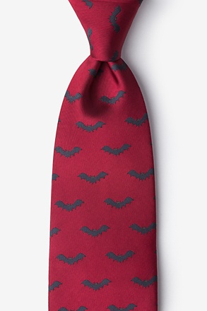 Bats Maroon Extra Long Tie