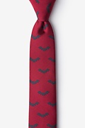 Bats Maroon Skinny Tie Photo (0)