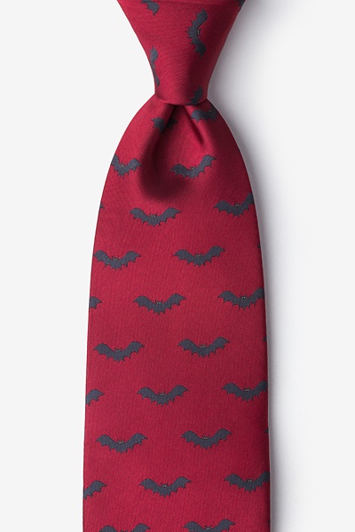 Maroon Microfiber Bats Tie