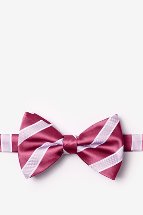 Jefferson Stripe Maroon Pre-Tied Bow Tie