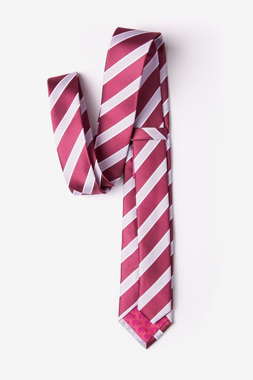 Jefferson Stripe Maroon Skinny Tie Photo (1)