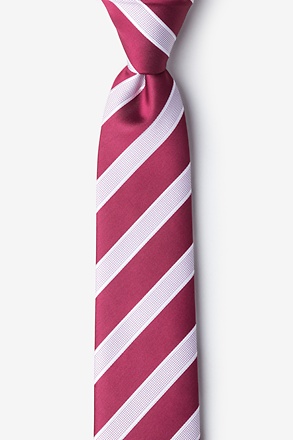 _Jefferson Stripe Maroon Skinny Tie_