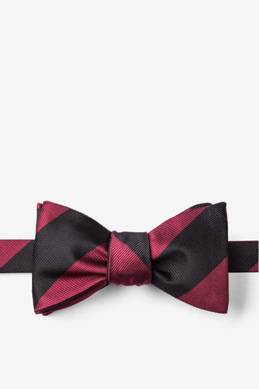 Maroon & Black Stripe Self-Tie Bow Tie Photo (0)