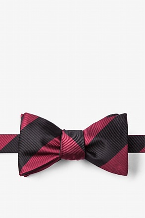 Maroon & Black Stripe Self-Tie Bow Tie