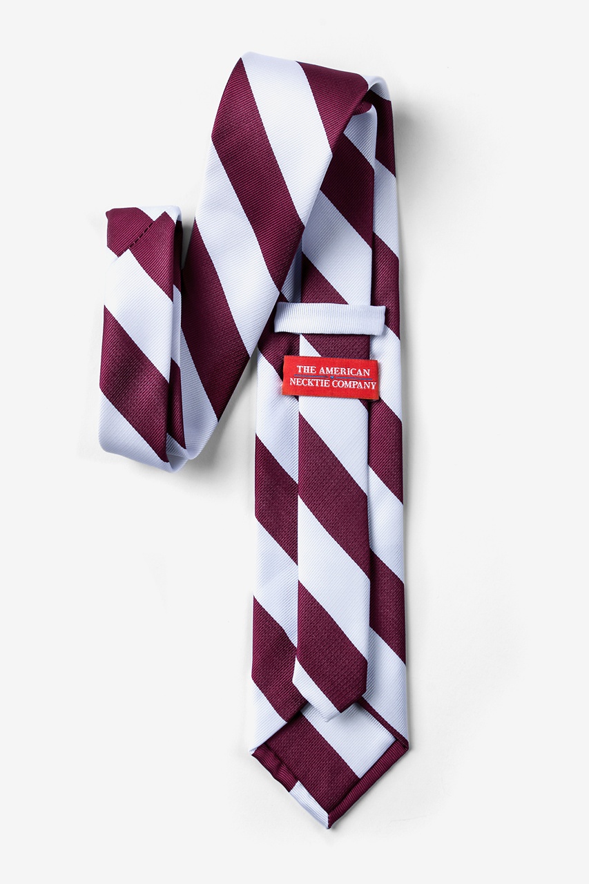 Maroon & White Stripe Extra Long Tie Photo (1)