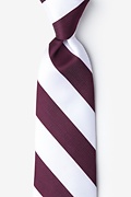 Maroon & White Stripe Extra Long Tie Photo (0)