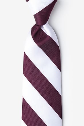 Maroon & White Stripe Extra Long Tie