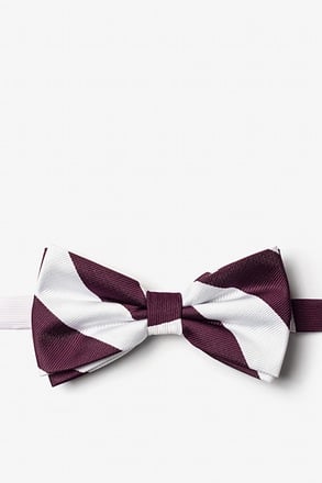 Maroon & White Stripe Pre-Tied Bow Tie
