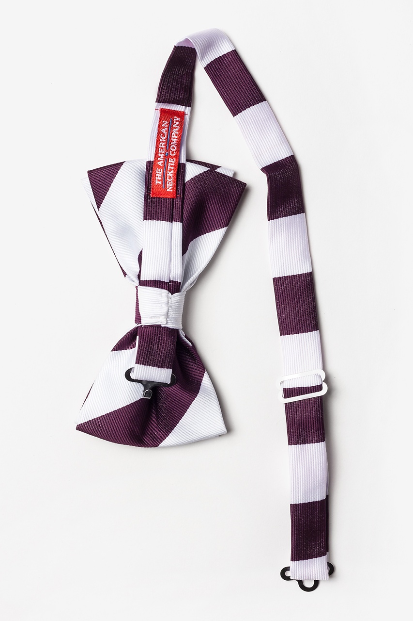 Maroon & White Stripe Pre-Tied Bow Tie Photo (1)