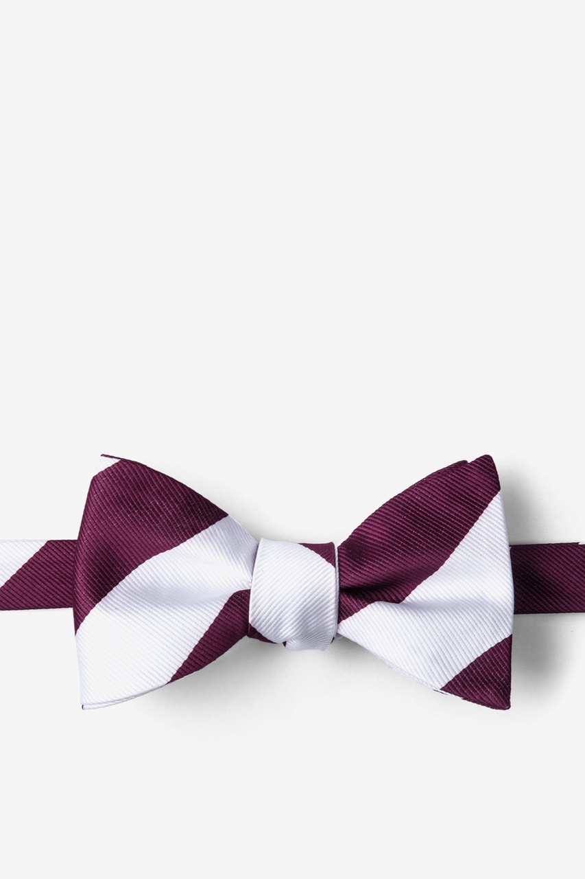 Maroon & White Stripe Self-Tie Bow Tie Photo (0)