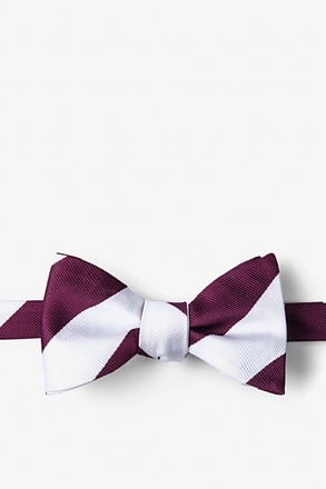 Maroon & White Stripe Self-Tie Bow Tie