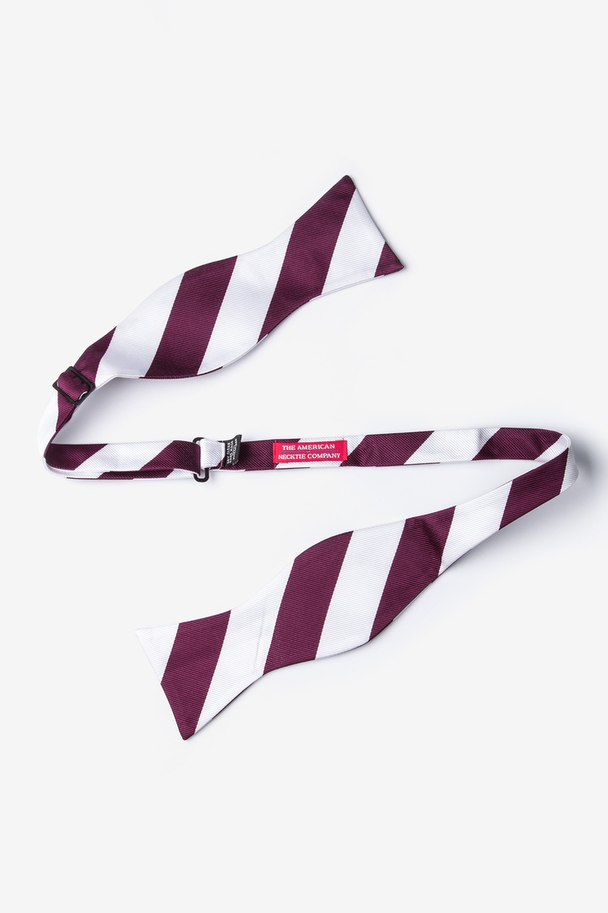 Maroon & White Stripe Self-Tie Bow Tie Photo (1)
