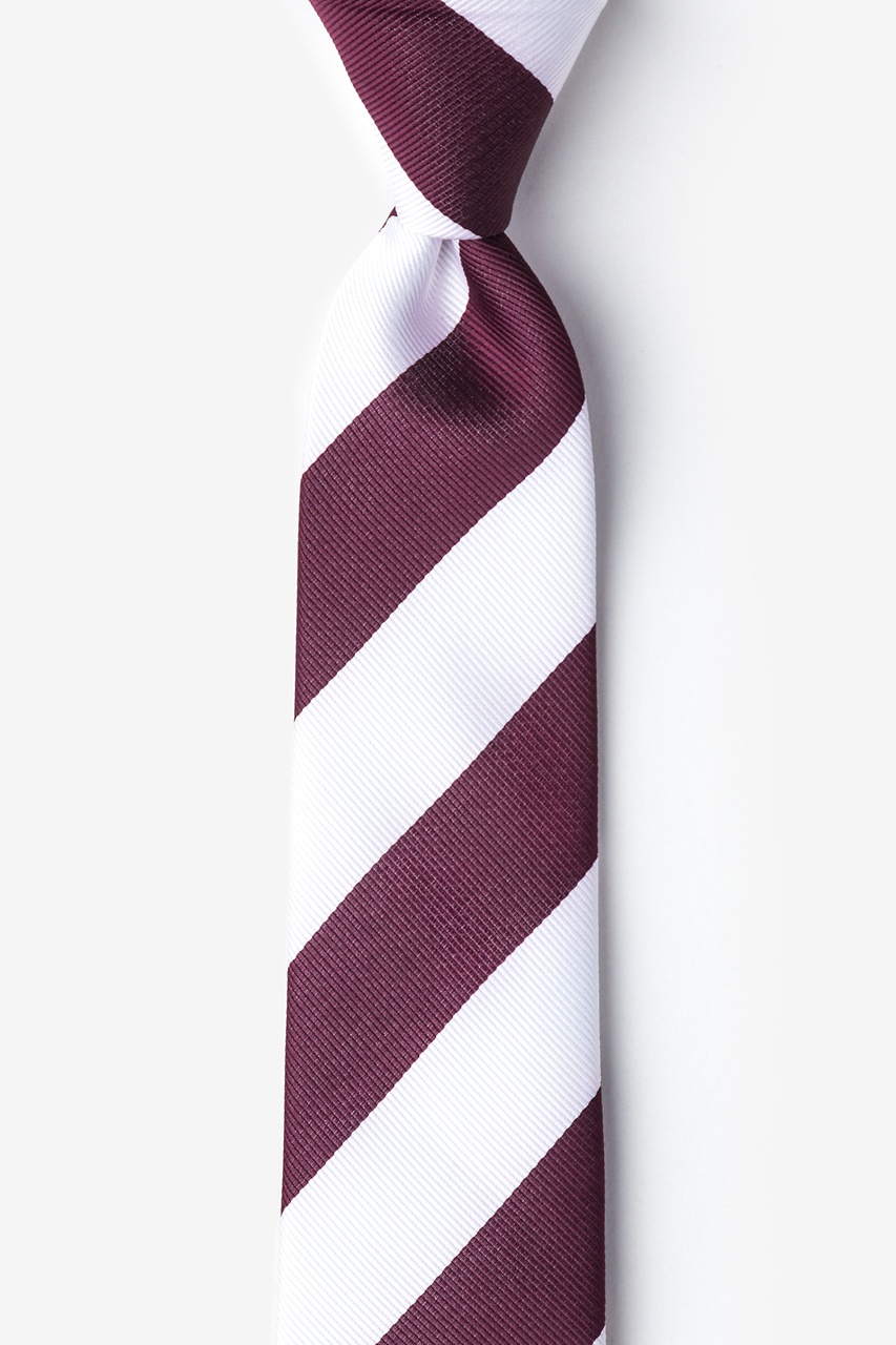 Maroon & White Stripe Skinny Tie Photo (0)