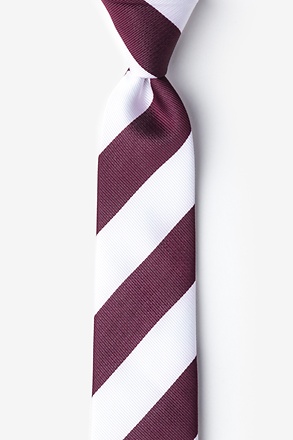 Maroon & White Stripe Skinny Tie