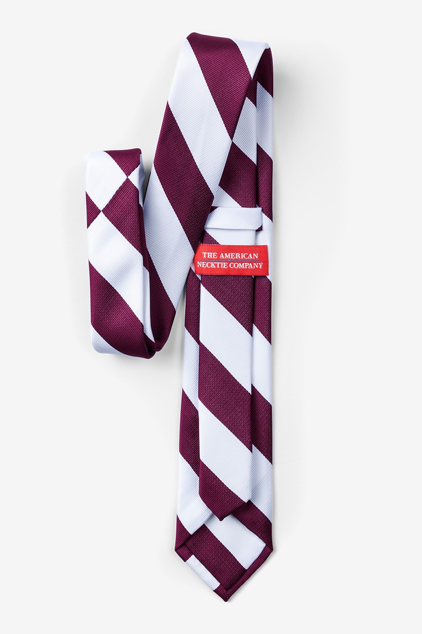 Maroon & White Stripe Tie For Boys Photo (1)