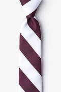 Maroon & White Stripe Tie For Boys Photo (0)