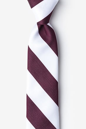Maroon & White Stripe Tie For Boys