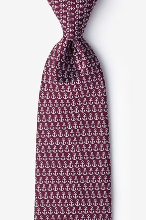 _Small Anchors Maroon Extra Long Tie_