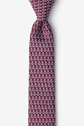 Small Anchors Maroon Skinny Tie