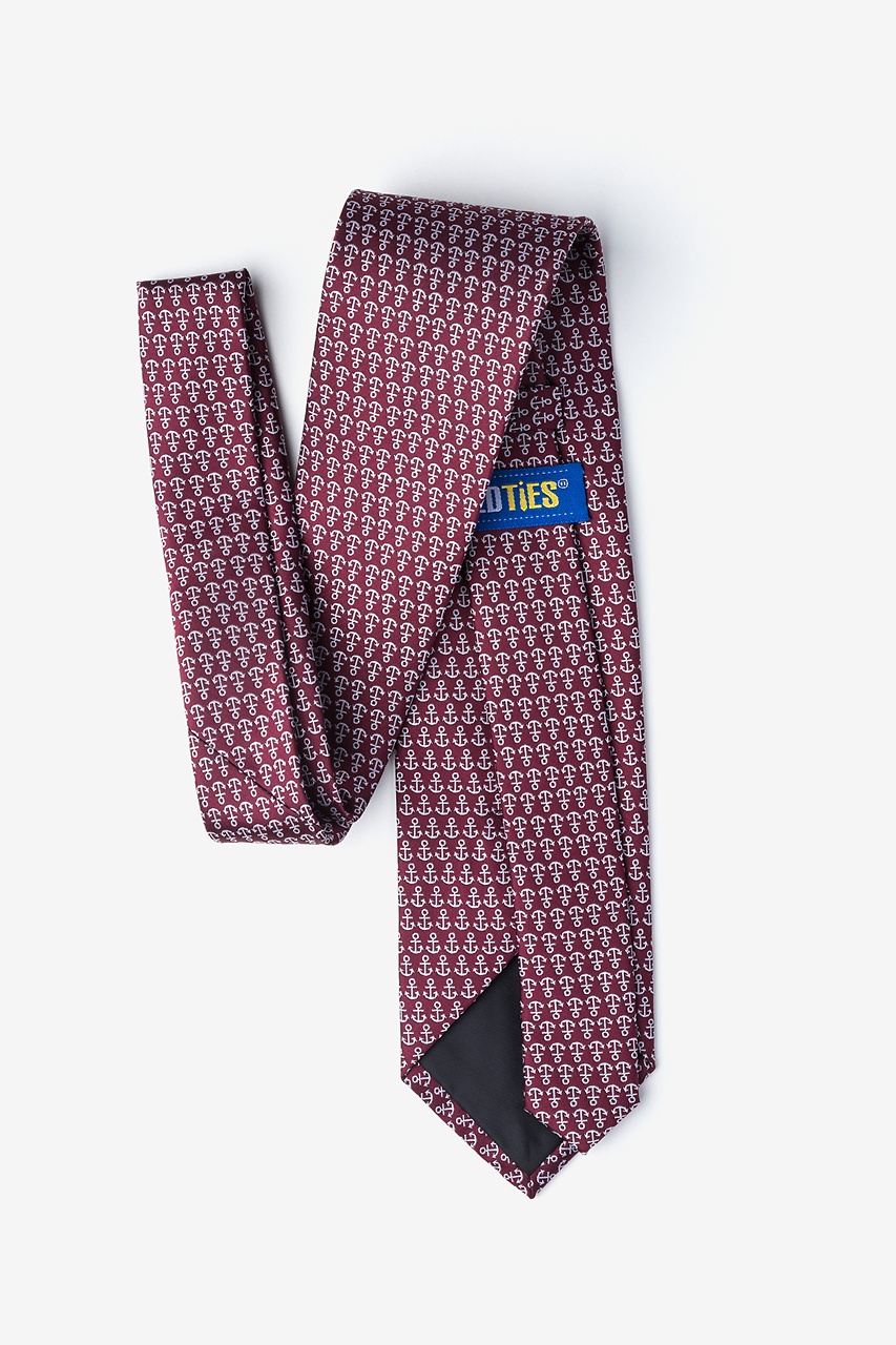 Maroon Microfiber Small Anchors Tie | Ties.com