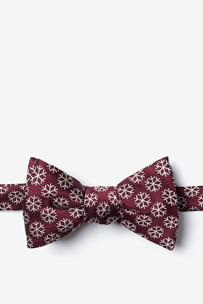 Maroon Microfiber Snowflakes Self-Tie Bow Tie