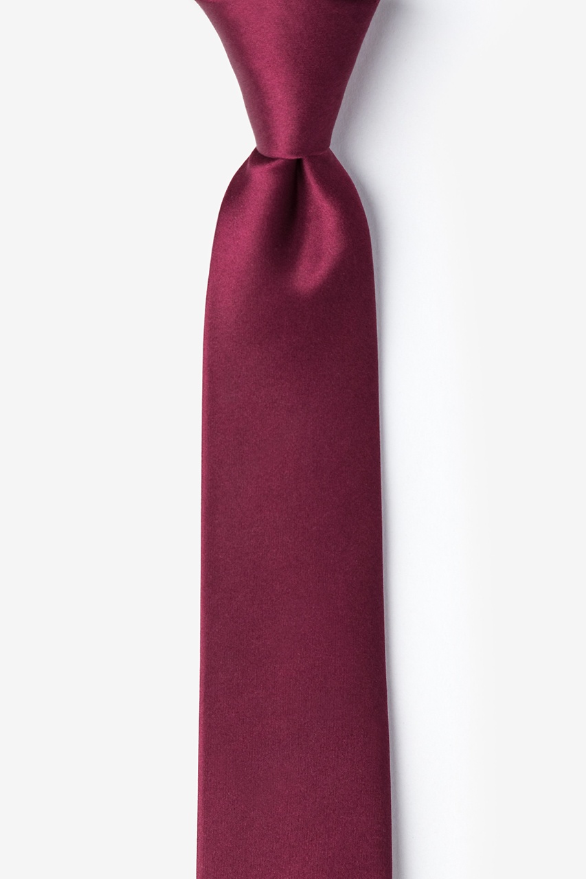 Maroon Skinny Silk Tie and Pocket Square Set