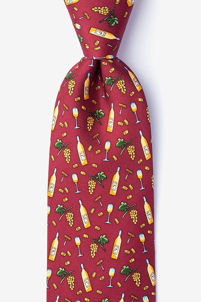 Pour Decisions Men's Maroon Silk Tie | Alynn Alcohol Tie | Ties.com