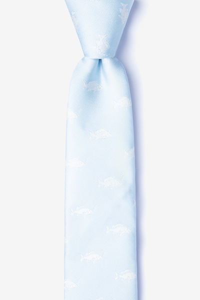 Mineral Blue Microfiber Fish Skinny Tie