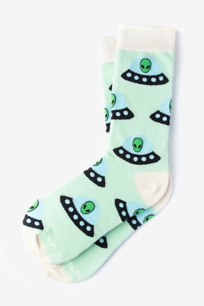 _Alien Invasion Mint Green Women's Sock_