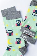 Owl Mint Green Women's Sock Photo (1)
